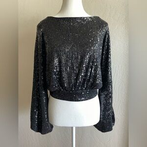 Express black sequins top